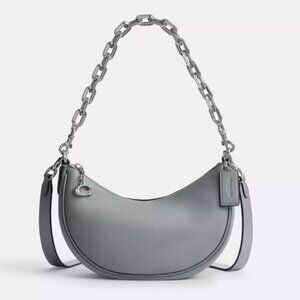 Coach Mira Shoulder Bag in Gray / Blue Glovetanned Leather + Chain Strap CM583